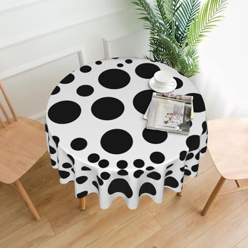 YYHHAOFA Runde dekorative Tischdecke, 152,4 cm, schwarz-weiß gepunktet, für den Innen- und Außenbereich, auf runden Tischen wie Couchtischen, Esstischen und Bauernhoftischen YYHHAOFA Runde dekorative Tischdecke, 152,4 cm, schwarz-weiß gepunktet, für den Innen- und Außenbereich, auf runden Tischen wie Couchtischen, Esstischen und Bauernhoftischen von YYHHAOFA