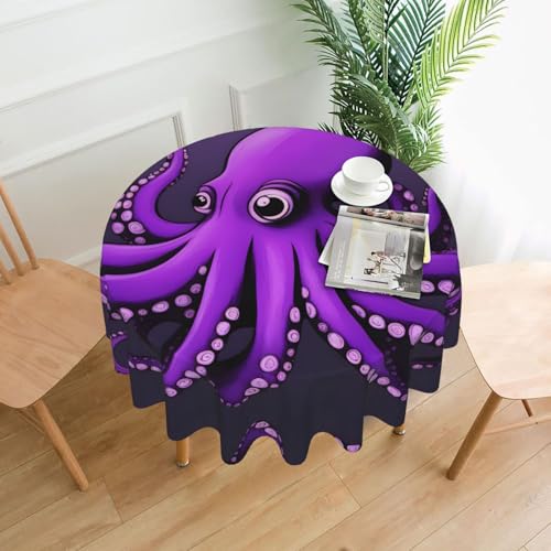 YYHHAOFA Runde dekorative Tischdecke, 152,4 cm, violettes Oktopus-Bild für den Innen- und Außenbereich, auf runden Tischen wie Couchtischen, Esstischen und Bauernhoftischen YYHHAOFA Runde dekorative Tischdecke, 152,4 cm, violettes Oktopus-Bild für den Innen- und Außenbereich, auf runden Tischen wie Couchtischen, Esstischen und Bauernhoftischen von YYHHAOFA