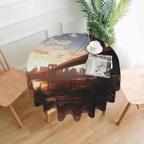 YYHHAOFA Runde dekorative Tischdecke, Brooklyn Bridge, Bild für den Innen- und Außenbereich, auf runden Tischen wie Couchtischen, Esstischen und Bauernhoftischen, 152,4 cm YYHHAOFA Runde dekorative Tischdecke, Brooklyn Bridge, Bild für den Innen- und Außenbereich, auf runden Tischen wie Couchtischen, Esstischen und Bauernhoftischen, 152,4 cm von YYHHAOFA
