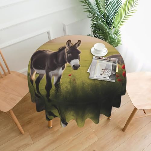YYHHAOFA Runde dekorative Tischdecke, Esel und Blumenbild, für den Innen- und Außenbereich, auf runden Tischen wie Couchtischen, Esstischen und Bauernhoftischen, 152,4 cm YYHHAOFA Runde dekorative Tischdecke, Esel und Blumenbild, für den Innen- und Außenbereich, auf runden Tischen wie Couchtischen, Esstischen und Bauernhoftischen, 152,4 cm von YYHHAOFA