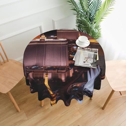 YYHHAOFA Runde dekorative Tischdecke, Las Vegas Night City, Bild für den Innen- und Außenbereich, auf runden Tischen wie Couchtischen, Esstischen und Bauernhoftischen, 152,4 cm YYHHAOFA Runde dekorative Tischdecke, Las Vegas Night City, Bild für den Innen- und Außenbereich, auf runden Tischen wie Couchtischen, Esstischen und Bauernhoftischen, 152,4 cm von YYHHAOFA