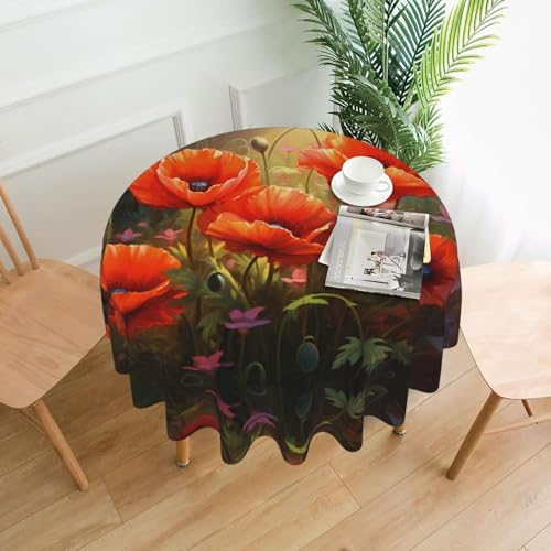YYHHAOFA Runde dekorative Tischdecke, Mohnblumen, 152,4 cm, Bild für den Innen- und Außenbereich, auf runden Tischen wie Couchtischen, Esstischen und Bauernhoftischen YYHHAOFA Runde dekorative Tischdecke, Mohnblumen, 152,4 cm, Bild für den Innen- und Außenbereich, auf runden Tischen wie Couchtischen, Esstischen und Bauernhoftischen von YYHHAOFA