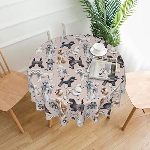 YYHHAOFA Runde dekorative Tischdecke, Motiv: Pudel und Hunde, 152,4 cm, warm und weich, waschbar und wiederverwendbar von YYHHAOFA
