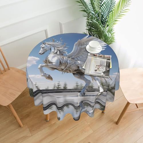 YYHHAOFA Runde dekorative Tischdecke, Pegasus-Bild für den Innen- und Außenbereich, auf runden Tischen wie Couchtischen, Esstischen und Bauernhoftischen, 152,4 cm YYHHAOFA Runde dekorative Tischdecke, Pegasus-Bild für den Innen- und Außenbereich, auf runden Tischen wie Couchtischen, Esstischen und Bauernhoftischen, 152,4 cm von YYHHAOFA