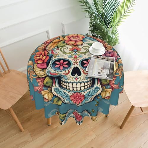 YYHHAOFA Runde dekorative Tischdecke mit Totenkopf-Druck, 152,4 cm: weich, waschbar und wiederverwendbar YYHHAOFA Runde dekorative Tischdecke mit Totenkopf-Druck, 152,4 cm: weich, waschbar und wiederverwendbar von YYHHAOFA