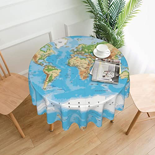 YYHHAOFA Runde dekorative Tischdecke mit Weltkarten-Muster, 152,4 cm: weich, waschbar und wiederverwendbar von YYHHAOFA