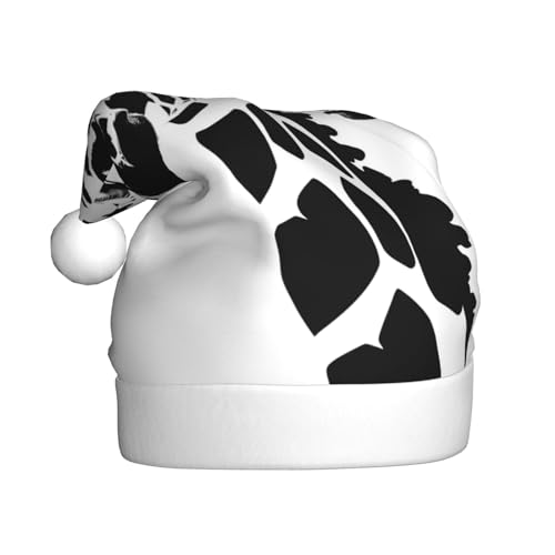 YYHHAOFA Schwarz-weiße Giraffen-Weihnachtsmütze für Erwachsene: weich und leicht, ideal für Schulveranstaltungen, Urlaubspartys usw. von YYHHAOFA