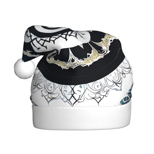 YYHHAOFA Schwarze und weiße runde Totem-Weihnachtsmütze für Erwachsene: weich und leicht, ideal für Schulveranstaltungen, Urlaubspartys usw. von YYHHAOFA