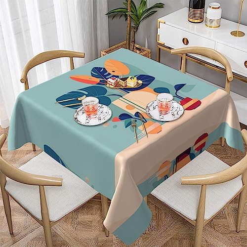YYHHAOFA Tischdecke aus Polyesterfaser, Tischdekoration und Schutz, Blau-Orange, Schildkrötenmuster, Bambusdruck, 152,4 x 152,4 cm YYHHAOFA Tischdecke aus Polyesterfaser, Tischdekoration und Schutz, Blau-Orange, Schildkrötenmuster, Bambusdruck, 152,4 x 152,4 cm von YYHHAOFA