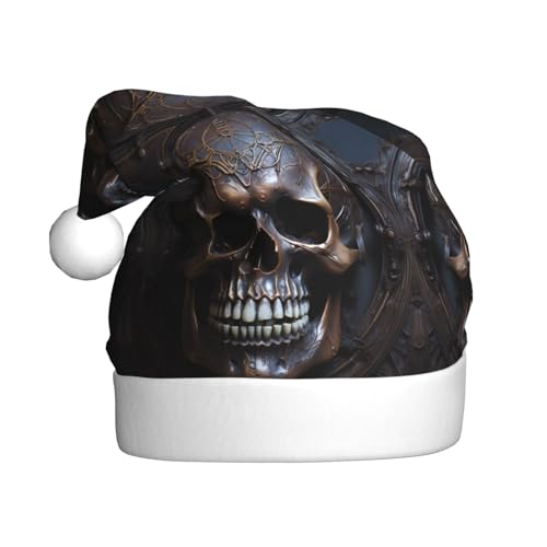 YYHHAOFA Weihnachtsmütze für Erwachsene – hochwertiger Hut für Weihnachten, Halloween und Neujahrspartys, kupferfarbener Totenkopfdruck YYHHAOFA Weihnachtsmütze für Erwachsene – hochwertiger Hut für Weihnachten, Halloween und Neujahrspartys, kupferfarbener Totenkopfdruck von YYHHAOFA