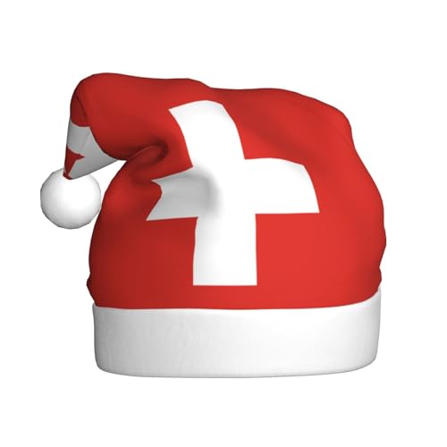 YYHHAOFA Weihnachtsmütze für Erwachsene – hochwertiger Hut für Weihnachten, Halloween und Neujahrspartys mit Schweizer Flagge YYHHAOFA Weihnachtsmütze für Erwachsene – hochwertiger Hut für Weihnachten, Halloween und Neujahrspartys mit Schweizer Flagge von YYHHAOFA