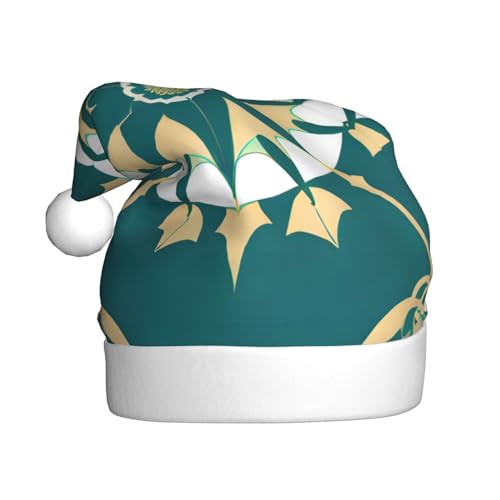 YYHHAOFA Weihnachtsmütze im exotischen Stil mit Blumenmuster – festliches Ornament für Weihnachten Halloween Zubehör für Feiertagspartys von YYHHAOFA