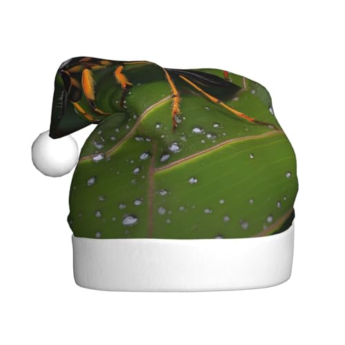 YYHHAOFA Weihnachtsmütze mit Insekten auf Blättern für Erwachsene: weich und leicht, ideal für Schulveranstaltungen, Urlaubspartys usw. von YYHHAOFA