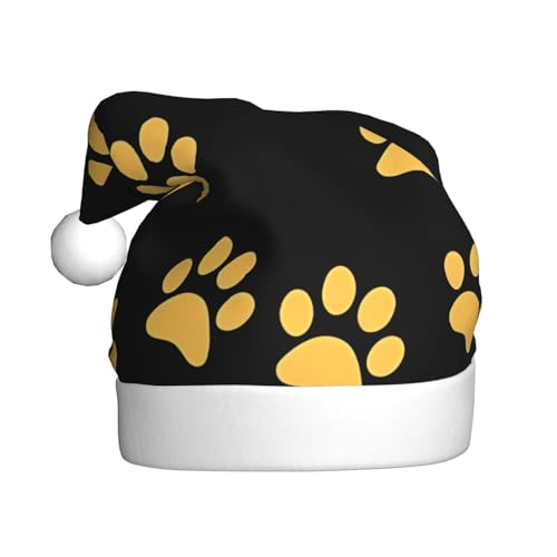 YYHHAOFA Weihnachtsmütze mit Pfotenabdrucken, goldfarben, weihnachtliches Accessoire für Weihnachten, Halloween, für Feiertagspartys von YYHHAOFA
