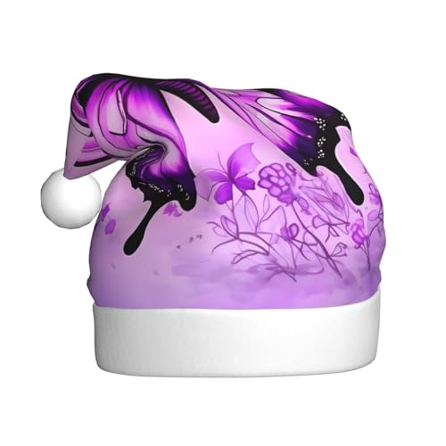 YYHHAOFA Weihnachtsmütze mit Schmetterlingen, Violett – festliche Dekoration für Weihnachten, Halloween, Zubehör für Feiertagspartys von YYHHAOFA