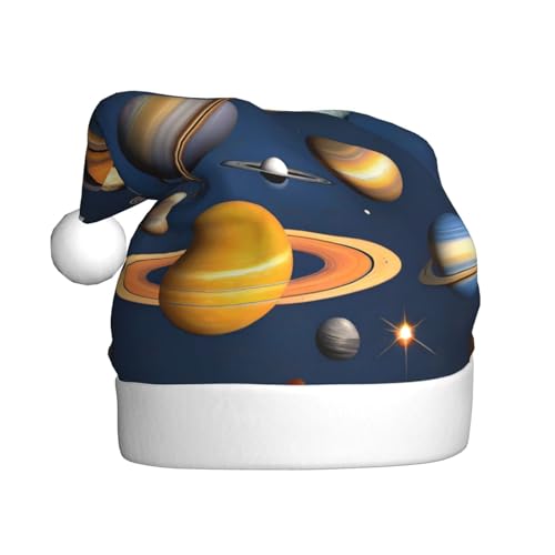 YYHHAOFA Weihnachtsmütze mit Sonnensystem Planeten für Erwachsene: weich und leicht, ideal für Schulveranstaltungen, Feiertagsfeiern usw. von YYHHAOFA