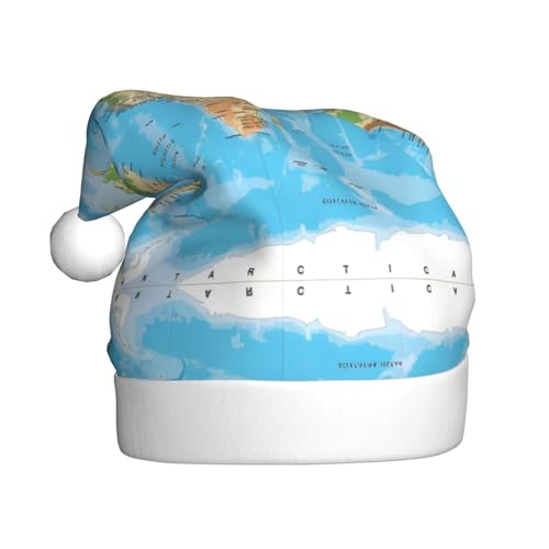 YYHHAOFA Weihnachtsmütze mit Weltkarte für Erwachsene: weich und leicht, ideal für Schulveranstaltungen, Feiertagsfeiern usw. von YYHHAOFA