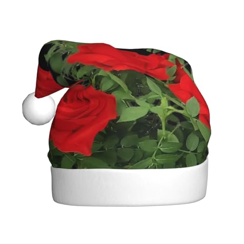 YYHHAOFA Weihnachtsmütze mit blühenden Rosen für Erwachsene: weich und leicht, ideal für Schulveranstaltungen, Urlaubspartys usw. von YYHHAOFA