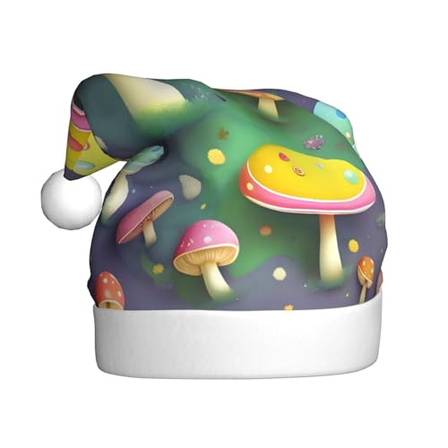 YYHHAOFA Weihnachtsmütze mit buntem Traumpilzdruck – festliches Ornament, Weihnachten, Halloween-Accessoire für Feiertage YYHHAOFA Weihnachtsmütze mit buntem Traumpilzdruck – festliches Ornament, Weihnachten, Halloween-Accessoire für Feiertage von YYHHAOFA