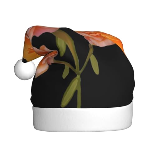 YYHHAOFA Weihnachtsmütze mit gelbem Mondblumendruck, festliches Ornament, Halloween-Accessoire für Feiertage von YYHHAOFA