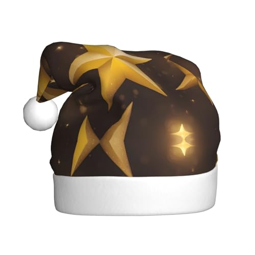 YYHHAOFA Weihnachtsmütze mit gelben und braunen Sternen – festliche Dekoration für Weihnachten, Halloween, Zubehör für Feiertagspartys von YYHHAOFA