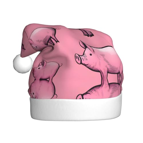 YYHHAOFA Weihnachtsmütze mit kleinem rosa Schwein, festliche Dekoration, für Weihnachten, Halloween, Zubehör für Feiertagspartys von YYHHAOFA
