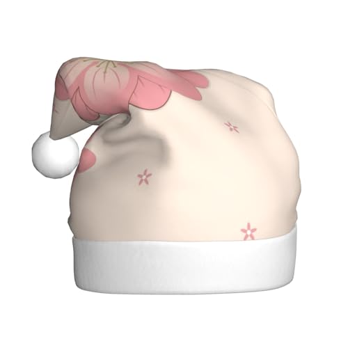 YYHHAOFA Weihnachtsmütze mit kleinen rosa Kirschblüten für Erwachsene: weich und leicht, ideal für Schulveranstaltungen, Urlaubspartys usw. von YYHHAOFA