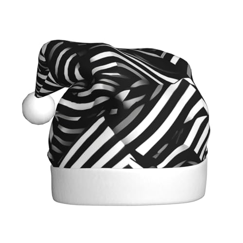 YYHHAOFA Weihnachtsmütze mit schwarzen und weißen Linien – festliche Dekoration für Weihnachten, Halloween, Zubehör für Feiertagspartys von YYHHAOFA