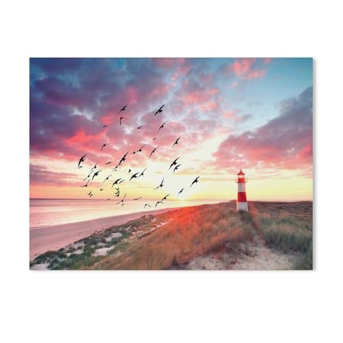 YYHMKBYY 5D DIY Diamond Painting，traumhafte Nordsee-Küste mit Leuchtturm am Strand von Sylt，Crystal Strass Cross Stitch Kit, Mosaik-Handwerk für die Heimdekoration（30x40cm）-A81 von YYHMKBYY