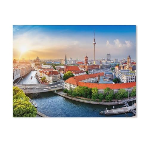 YYHMKBYY Berliner Stadt-Zentrum mit Spree, Fernsehturm und Alexanderplatz，Diy 5D Diamond Painting By Number Unique Kits Home Wall Decor Crystal Strass Wall Decor Cross Stitch（30x40cm）-B5 von YYHMKBYY