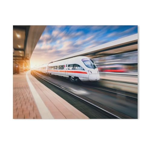 YYHMKBYY Ice bei der Durchfahrt durch den Bahnhof，DIY 5D Diamond Painting Kits Full Drill Diamond Art Stickerei Bilder Strass Geschenk Rundbohrer（40x40cm）-C1 von YYHMKBYY