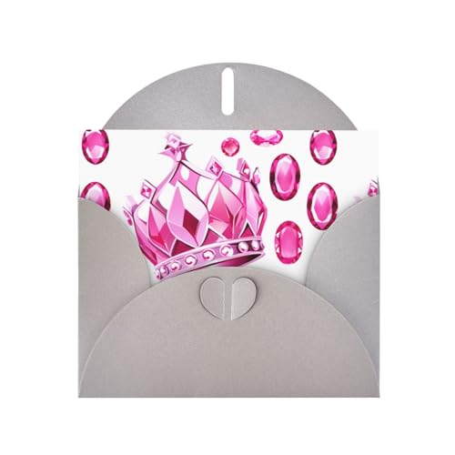 Graue YYHWHJDE glänzende rosa Edelsteine in der Krone Bild Grußkarte 15,2 x 10,2 cm mit doppelseitigem Perlen-Effekt und umweltfreundlicher Tinte von YYHWHJDE