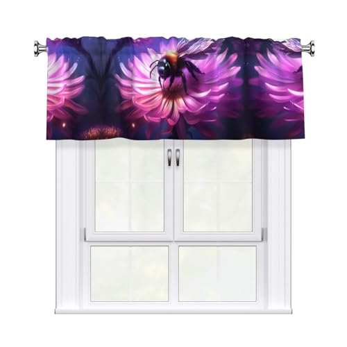 YYHWHJDE Bee Picking Vorhänge mit Blumendruck, kurze Vorhänge mit Volantstange, 137,2 x 45,7 cm, Lichtfilterung, einfache Installation für Küche, Bad, Waschküche, Studio YYHWHJDE Bee Picking Vorhänge mit Blumendruck, kurze Vorhänge mit Volantstange, 137,2 x 45,7 cm, Lichtfilterung, einfache Installation für Küche, Bad, Waschküche, Studio von YYHWHJDE