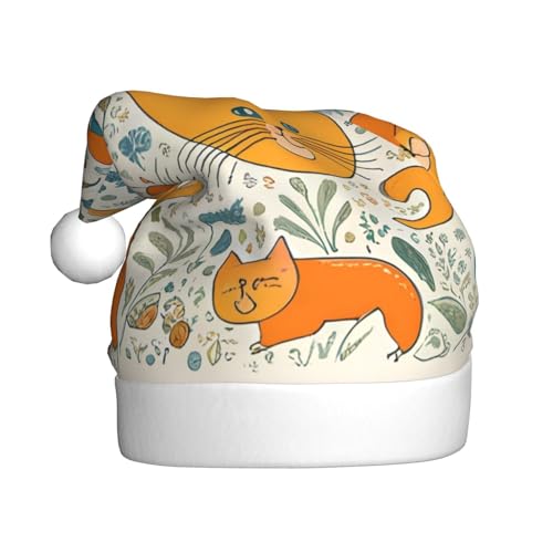 YYHWHJDE Cartoon Orange Katze Weihnachtsmütze für Erwachsene - Festliche Party Dekoration, weiches und langlebiges Material von YYHWHJDE