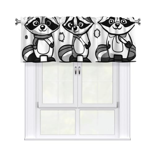 YYHWHJDE Kurze Vorhänge mit Cartoon-Waschbär-Druck, mit Volantstange, 137,2 x 45,7 cm, Lichtfilterung, einfache Installation für Küche, Bad, Waschküche, Studio YYHWHJDE Kurze Vorhänge mit Cartoon-Waschbär-Druck, mit Volantstange, 137,2 x 45,7 cm, Lichtfilterung, einfache Installation für Küche, Bad, Waschküche, Studio von YYHWHJDE