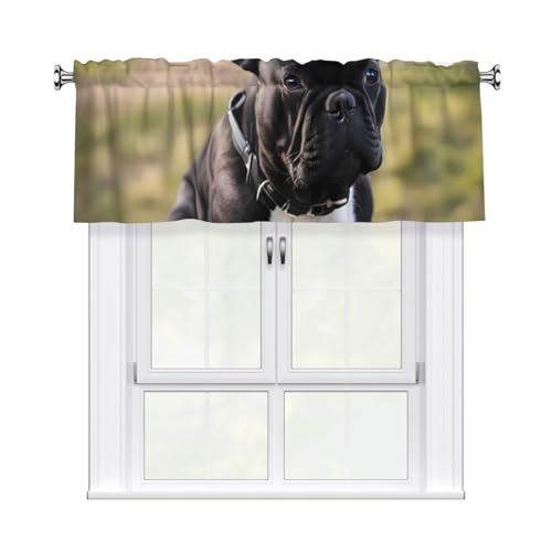 YYHWHJDE Kurze Vorhänge mit französischer Bulldogge, mit Volantstange, 137,2 x 45,7 cm, Lichtfilterung, einfache Installation für Küche, Bad, Waschküche, Studio YYHWHJDE Kurze Vorhänge mit französischer Bulldogge, mit Volantstange, 137,2 x 45,7 cm, Lichtfilterung, einfache Installation für Küche, Bad, Waschküche, Studio von YYHWHJDE