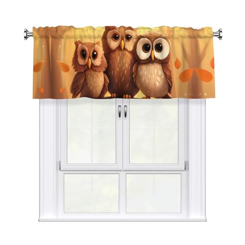 YYHWHJDE Kurze Vorhänge mit niedlichem Cartoon-Eulen-Druck, 137,2 x 45,7 cm, Lichtfilterung, einfache Installation für Küche, Bad, Waschküche, Studio YYHWHJDE Kurze Vorhänge mit niedlichem Cartoon-Eulen-Druck, 137,2 x 45,7 cm, Lichtfilterung, einfache Installation für Küche, Bad, Waschküche, Studio von YYHWHJDE