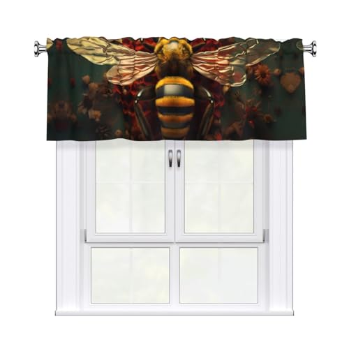 YYHWHJDE Kurzgardine mit Bienen-Honigbienen-Druck, mit Volantstange, 137,2 x 45,7 cm, Vorhang, Volant, Küche, Badezimmer, Waschküche, Studio, Heimdekoration YYHWHJDE Kurzgardine mit Bienen-Honigbienen-Druck, mit Volantstange, 137,2 x 45,7 cm, Vorhang, Volant, Küche, Badezimmer, Waschküche, Studio, Heimdekoration von YYHWHJDE