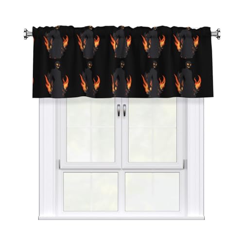 YYHWHJDE Kurzgardine mit Volant-Stange, 137,2 x 45,7 cm, Motiv: The Terrifying Shadow in the Flames, für Küche, Badezimmer, Waschküche, Studio, Heimdekoration YYHWHJDE Kurzgardine mit Volant-Stange, 137,2 x 45,7 cm, Motiv: The Terrifying Shadow in the Flames, für Küche, Badezimmer, Waschküche, Studio, Heimdekoration von YYHWHJDE