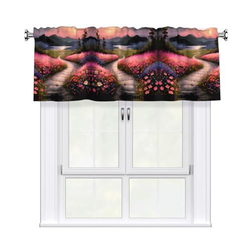YYHWHJDE Kurzgardine mit Volant-Stange, Motiv "A Path Full of Flowers", 137,2 x 45,7 cm, für Küche, Badezimmer, Waschküche, Studio, Heimdekoration YYHWHJDE Kurzgardine mit Volant-Stange, Motiv "A Path Full of Flowers", 137,2 x 45,7 cm, für Küche, Badezimmer, Waschküche, Studio, Heimdekoration von YYHWHJDE