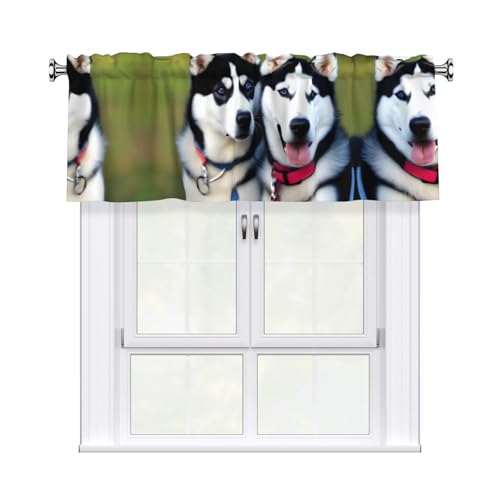 YYHWHJDE Kurzgardinen mit Husky-Hunde-Druck, mit Volantstange, 137,2 x 45,7 cm, für Küche, Badezimmer, Waschküche, Studio, Heimdekoration YYHWHJDE Kurzgardinen mit Husky-Hunde-Druck, mit Volantstange, 137,2 x 45,7 cm, für Küche, Badezimmer, Waschküche, Studio, Heimdekoration von YYHWHJDE