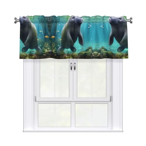 YYHWHJDE Kurzgardinen mit Seekuh, Tiere, Kalbdruck, mit Volantstange, 137,2 x 45,7 cm, Vorhang, Volant, Küche, Badezimmer, Waschküche, Studio, Heimdekoration YYHWHJDE Kurzgardinen mit Seekuh, Tiere, Kalbdruck, mit Volantstange, 137,2 x 45,7 cm, Vorhang, Volant, Küche, Badezimmer, Waschküche, Studio, Heimdekoration von YYHWHJDE