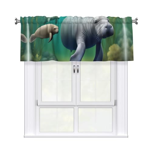 YYHWHJDE Kurzgardinen mit Seekuh, bedruckt, mit Volantstange, 137,2 x 45,7 cm, für Küche, Badezimmer, Waschküche, Studio, Heimdekoration YYHWHJDE Kurzgardinen mit Seekuh, bedruckt, mit Volantstange, 137,2 x 45,7 cm, für Küche, Badezimmer, Waschküche, Studio, Heimdekoration von YYHWHJDE