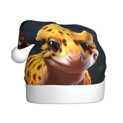 YYHWHJDE Leopard Little Gecko Weihnachtsmütze für Erwachsene - Festliche Party Dekoration, weiches und strapazierfähiges Material von YYHWHJDE