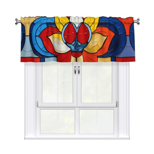 YYHWHJDE Mondrian Kurzgardine mit Volant-Stange, Bohemian-Lotusblumen-Druck, 137,2 x 45,7 cm, Vorhang, Volant, Küche, Badezimmer, Waschküche, Studio, Heimdekoration YYHWHJDE Mondrian Kurzgardine mit Volant-Stange, Bohemian-Lotusblumen-Druck, 137,2 x 45,7 cm, Vorhang, Volant, Küche, Badezimmer, Waschküche, Studio, Heimdekoration von YYHWHJDE