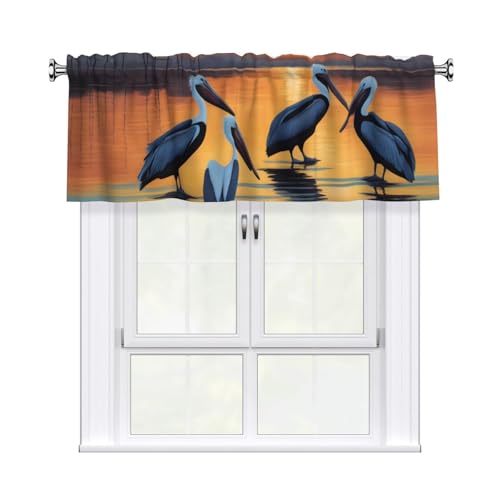 YYHWHJDE Pelicans Kurzgardinen mit Kunstdruck, mit Volantstange, 137,2 x 45,7 cm, für Küche, Badezimmer, Waschküche, Studio, Heimdekoration YYHWHJDE Pelicans Kurzgardinen mit Kunstdruck, mit Volantstange, 137,2 x 45,7 cm, für Küche, Badezimmer, Waschküche, Studio, Heimdekoration von YYHWHJDE