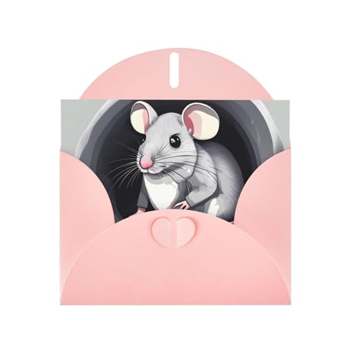 YYHWHJDE Rosa Glückwunschkarte Maus im Loch Drucke für Weihnachten, Kindergeburtstag, Valentinstag und Party Einladung von YYHWHJDE