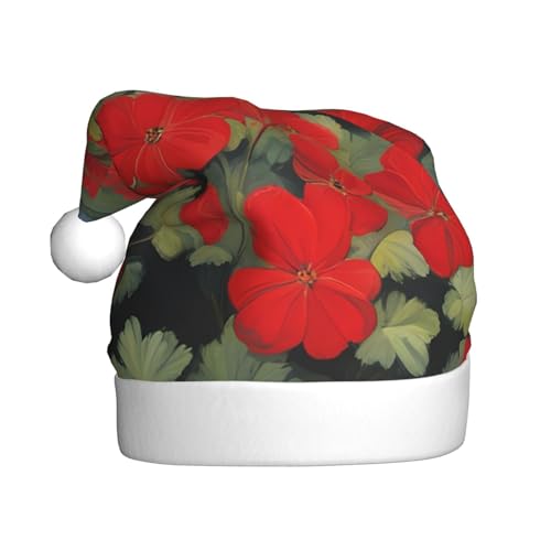 YYHWHJDE Rote Geranie Topfpflanze Weihnachtsmütze für Erwachsene - Festliche Party Dekoration, weiches und langlebiges Material von YYHWHJDE