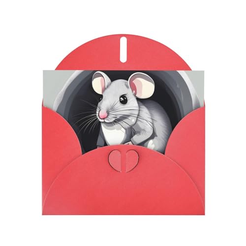 YYHWHJDE Rote Grußkarte Maus im Loch Drucke für Weihnachten, Kindergeburtstag, Valentinstag und Party Einladung von YYHWHJDE