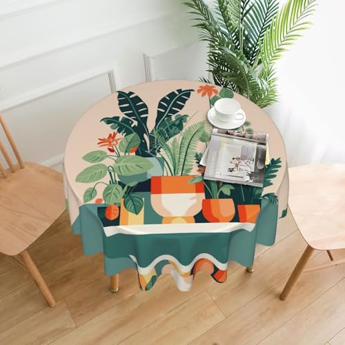 YYHWHJDE Runde dekorative Tischdecke, 152,4 cm, Cartoon, kleine grüne Pflanze, Bild, wasserdicht, waschbar und wiederverwendbar, für Essen, Kaffee, Picknick, Hochzeit, Party YYHWHJDE Runde dekorative Tischdecke, 152,4 cm, Cartoon, kleine grüne Pflanze, Bild, wasserdicht, waschbar und wiederverwendbar, für Essen, Kaffee, Picknick, Hochzeit, Party von YYHWHJDE